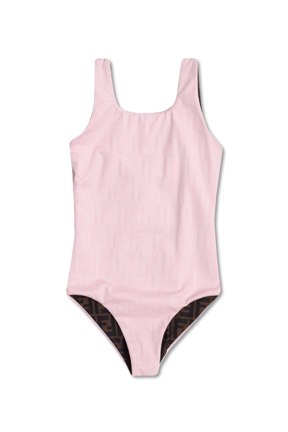 Pink One piece swimsuit Fendi Kids fendi mania logo collection